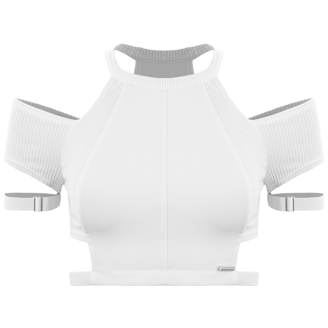 111 Cutouts Long Sleeves Top - White