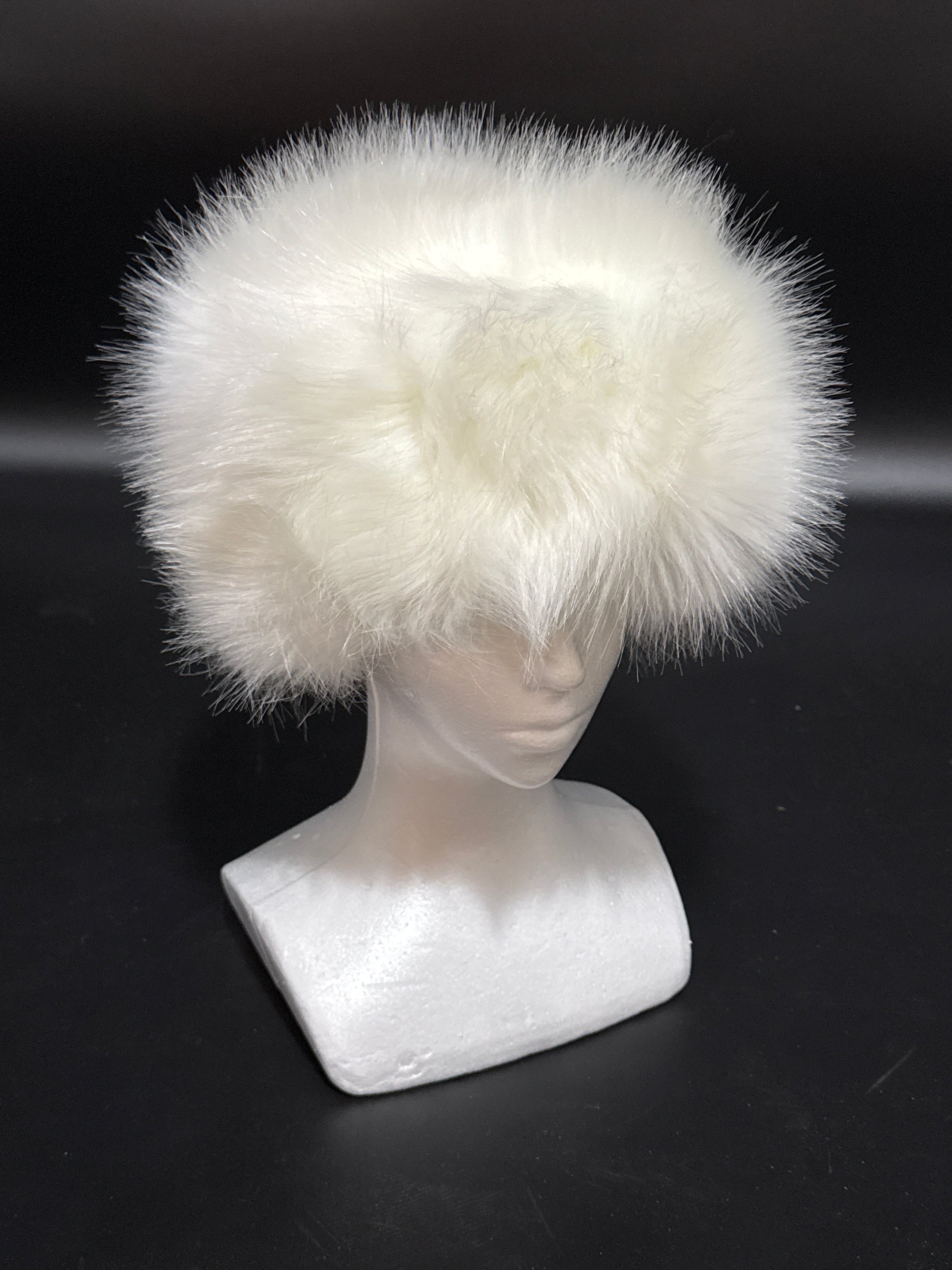 White Fuzzy Cylindrical Hat