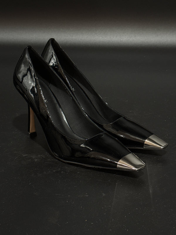 Gloss Black Heels US8