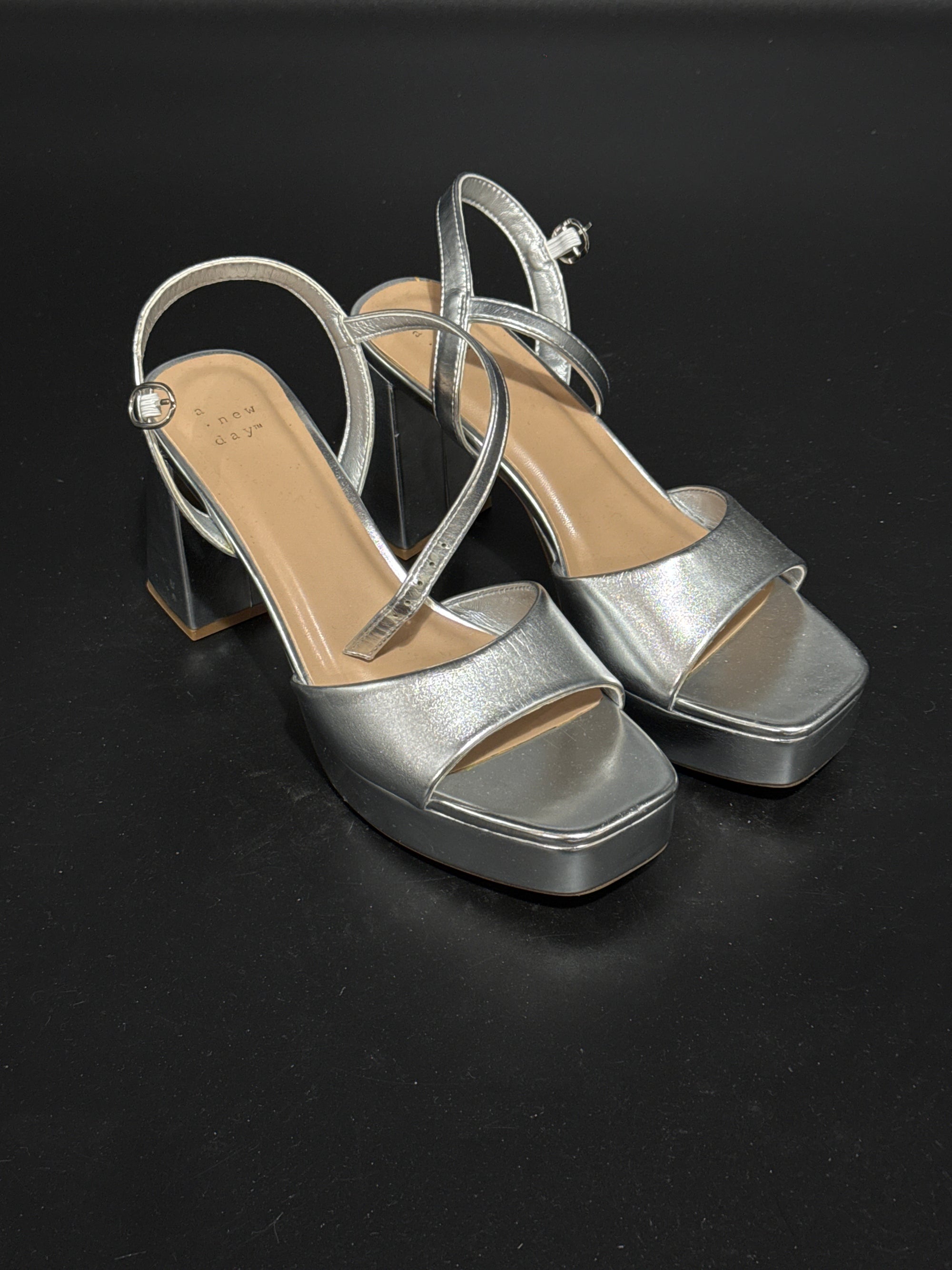 Chunky Silver Heels US9