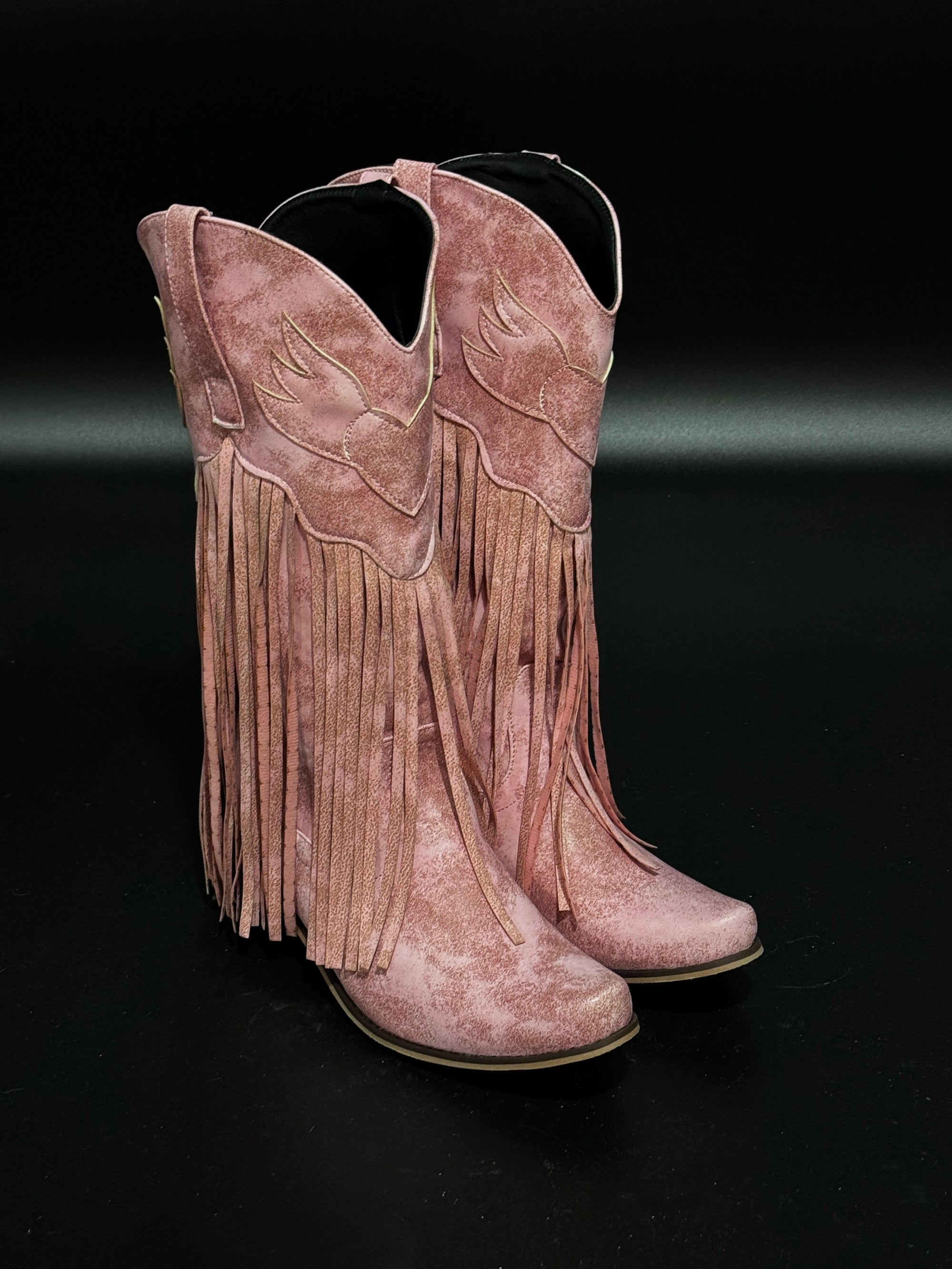 Pink Suede Cowgirl Boots US8.5